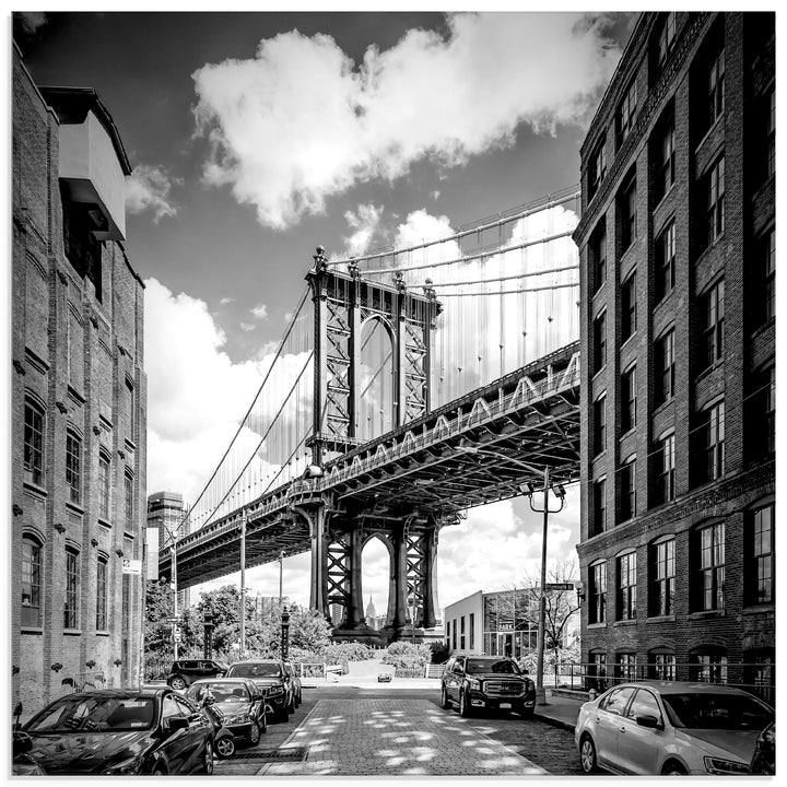 ARTland Glasbilder Wandbild Glas Bild einteilig 40x40 cm Quadratisch New York Brooklyn Skyline Archi