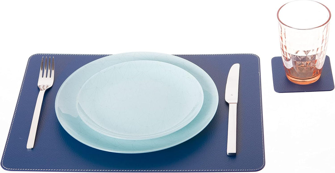 Nikalaz Platzsets und Untersetzer aus recyceltem Leder, 4 Stück platzsets und 4 undersetzer, Tischse