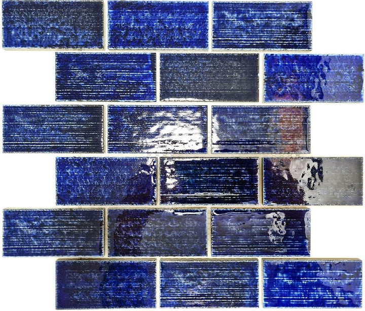 Keramik Mosaikplatte Verbund blau glänzend 10 Matten