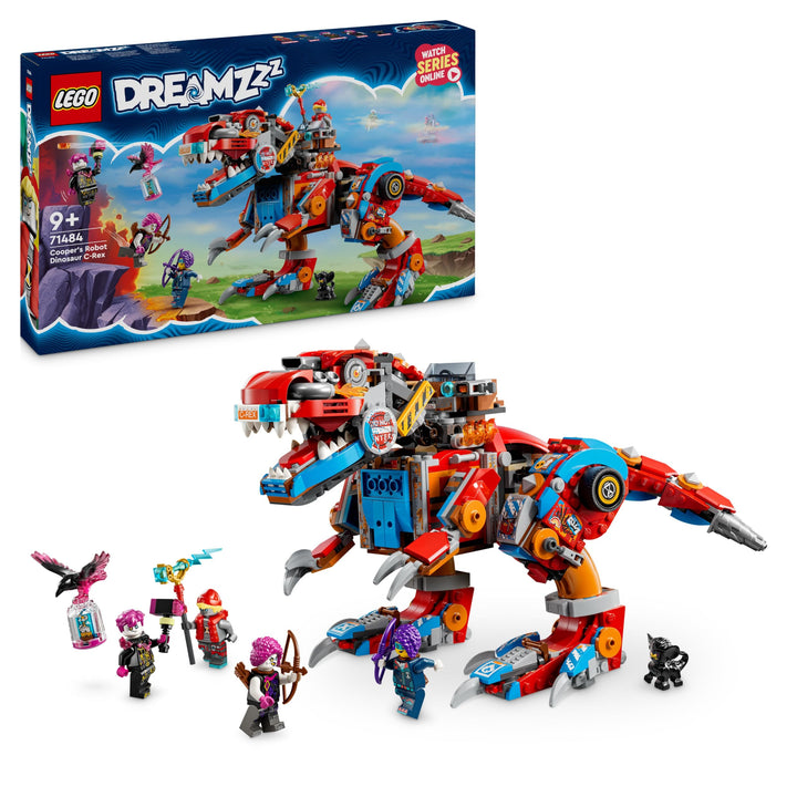 LEGO DREAMZzz 2-in-1 Coopers Dino-Mech C-Rex, Spielzeug-Pterodaktylus, T.Rex-Actionfigur für Jungen