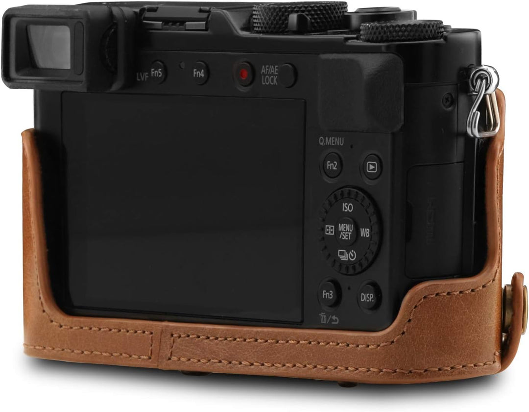 MegaGear MG1566 Panasonic Lumix DC-LX100 II Ever Ready Echtleder Kamera-Case mit Trageriemen - Braun