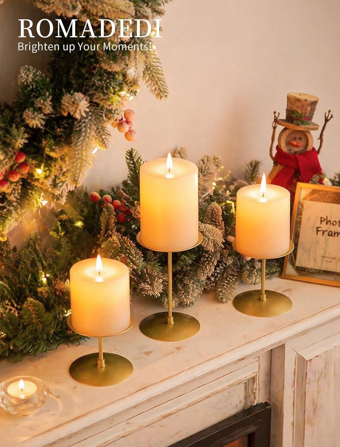 Romadedi Metall Kerzenständer Kerzenhalter Gold – für Stumpenkerzen Kerzen Adventskranz 6er Set Vint
