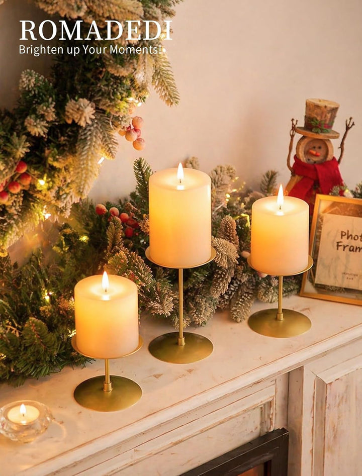 Romadedi Metall Kerzenständer Kerzenhalter Gold – für Stumpenkerzen Kerzen Adventskranz 6er Set Vint
