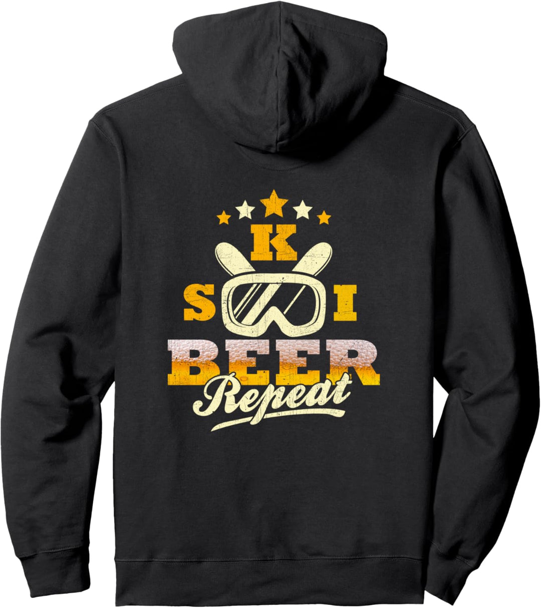 Vintage Ski Bier Wiederhole Not Lustige Skifahren Skifahren Pullover Hoodie