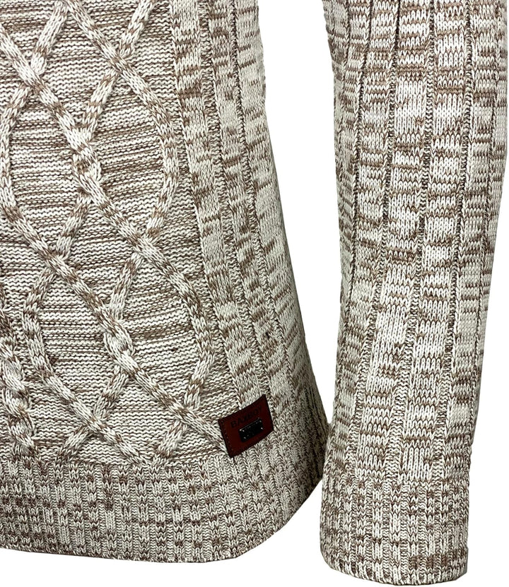 Subliminal Mode Herren Pullover aus grobem Strick mit Schalkragen BX292 3XL Beige, 3XL Beige