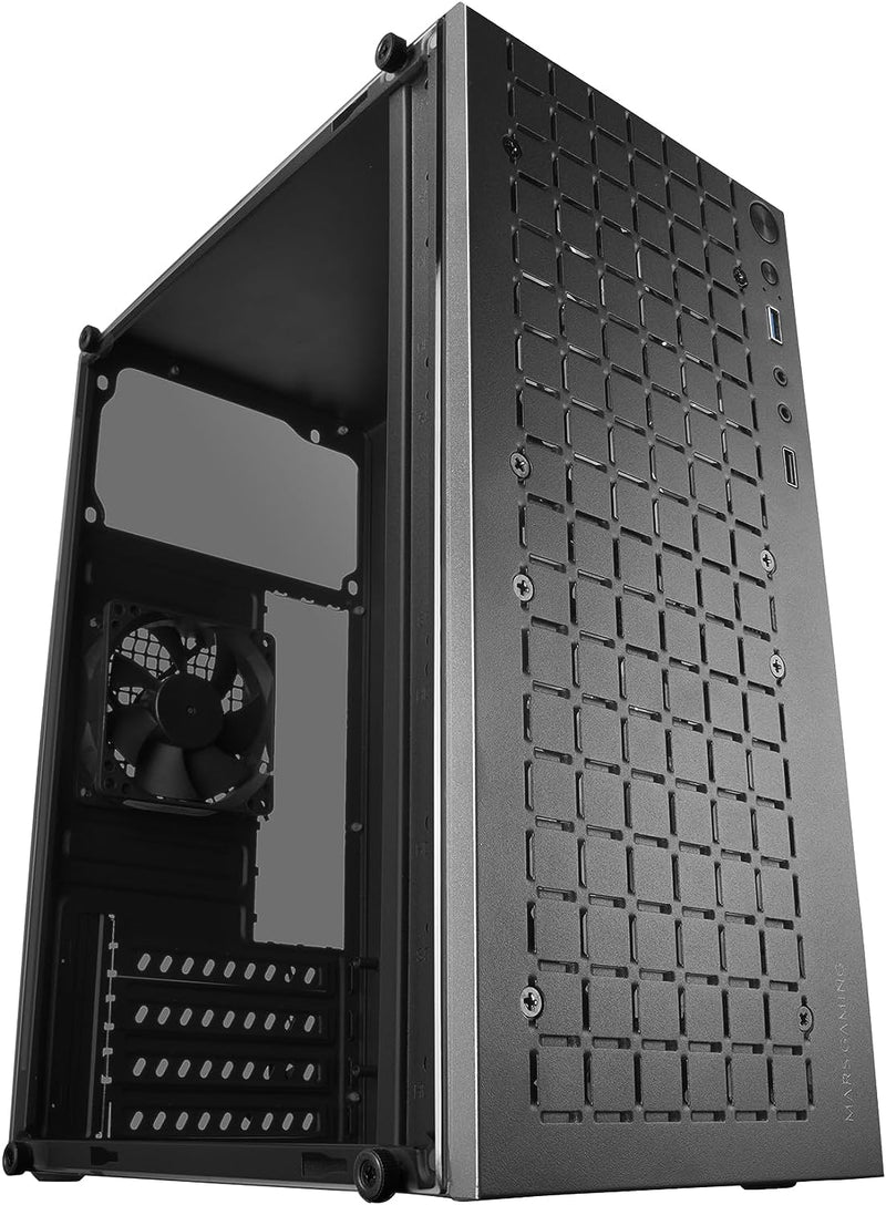 Mars Gaming MC-1000, Kompaktes MicroATX-Gehäuse, Metall-Mesh-Frontdesign, Volles Seitenfenster, 1x U