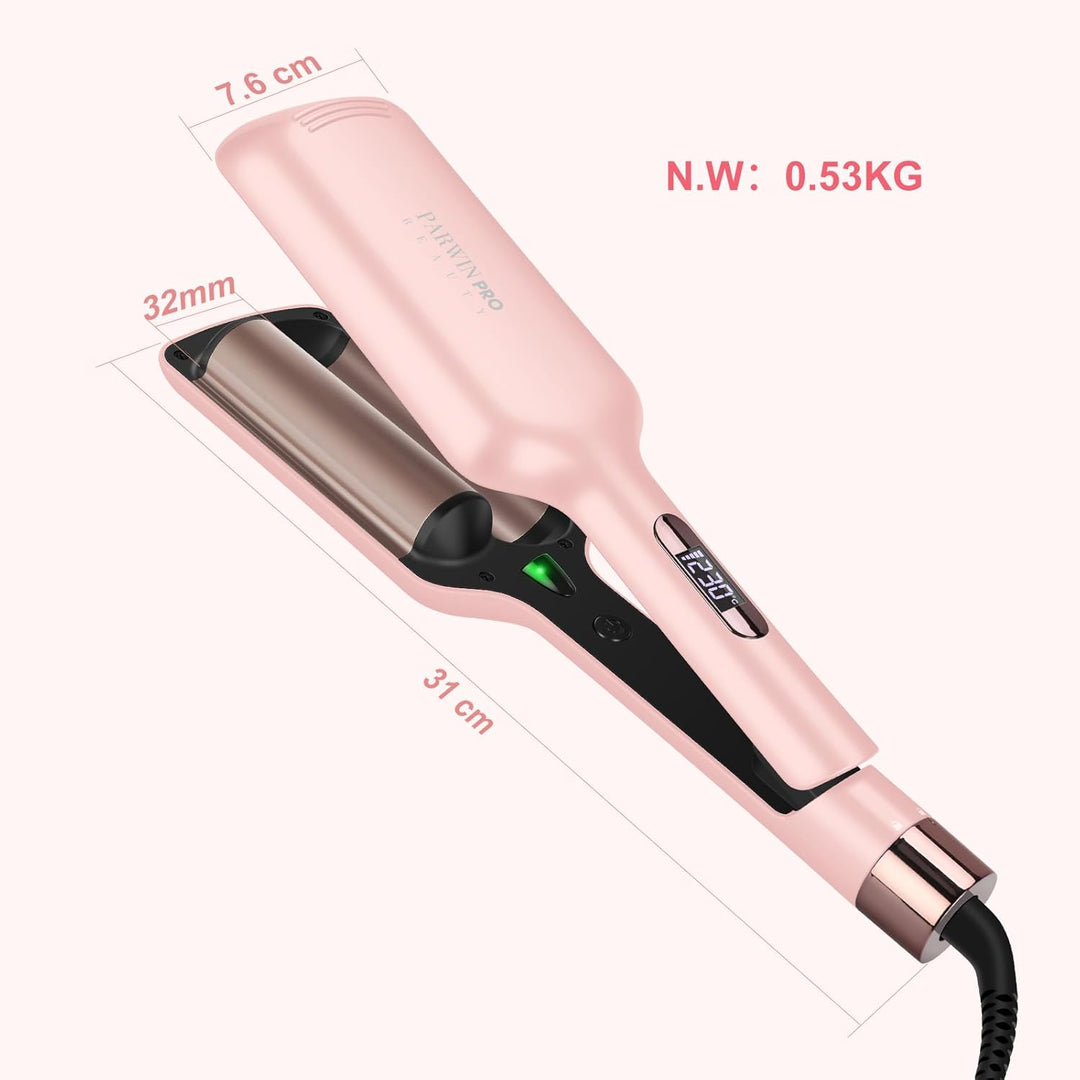 2 Fässer Meerjungfrau Welleneisen für haare - 32MM Lockenstab Grosse Locken - 4 Einstellbarer Temper