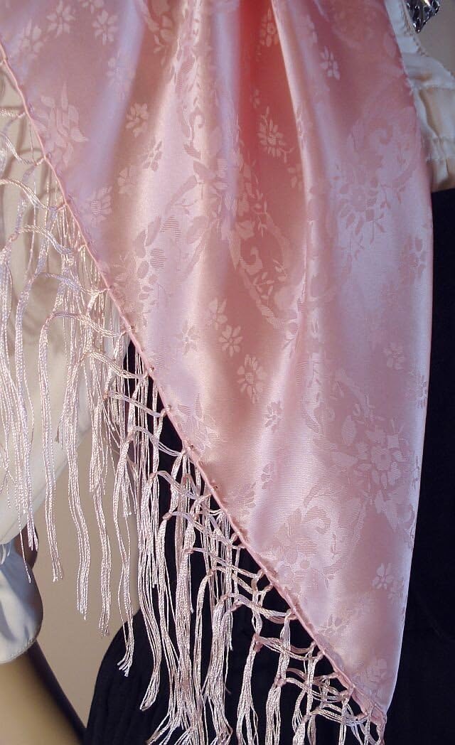 Seidentuch Dirndl-Trachtentuch Tuch rosa 75x75cm Dirndltuch Seide Fransentuch für Tracht Trachtensei