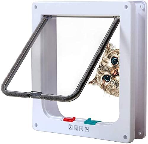 Sailnovo Katzenklappe Hundeklappe 4 Wege Magnet-Verschluss für Katzen und kleine Hunde - Hundetür Ka