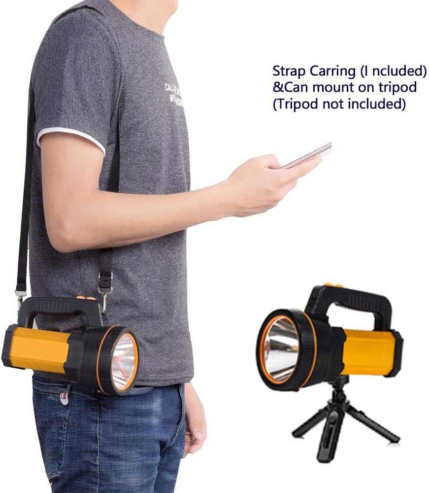 MAYTHANK LED-Taschenlampe, hohe Leistung, 7000 Lumen, wiederaufladbar, gross, 4 Batterien, 10000 mAh