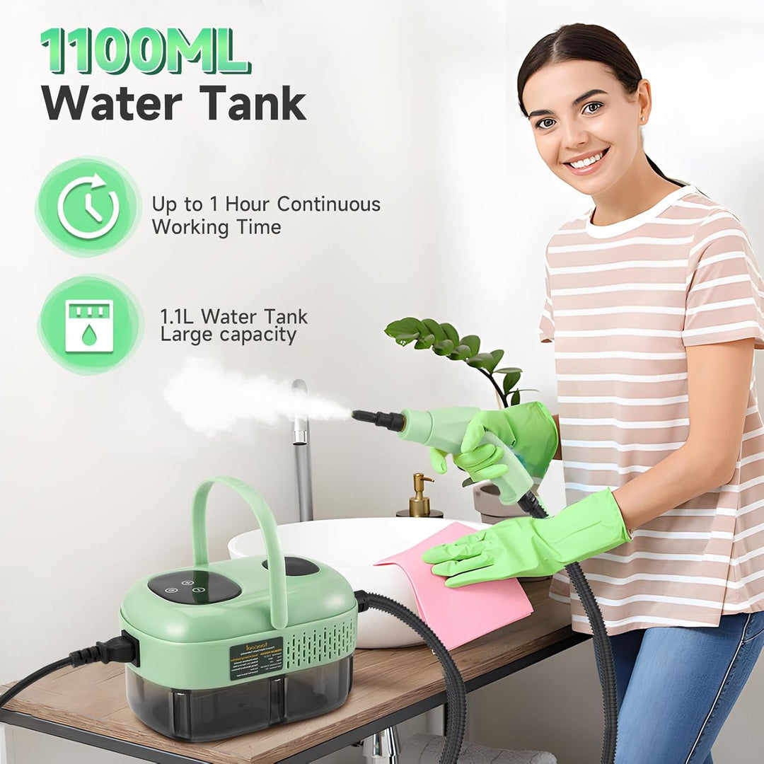 Tragbarer Dampfreiniger 2500 W, 1100 ml Hochdruck-Dampfreiniger mit 3 Bürstenköpfen, Multifunktional