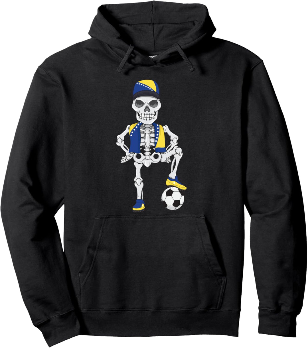 Bosnien Herzegowina Fussball Skelett Fan Mannschaft Pullover Hoodie