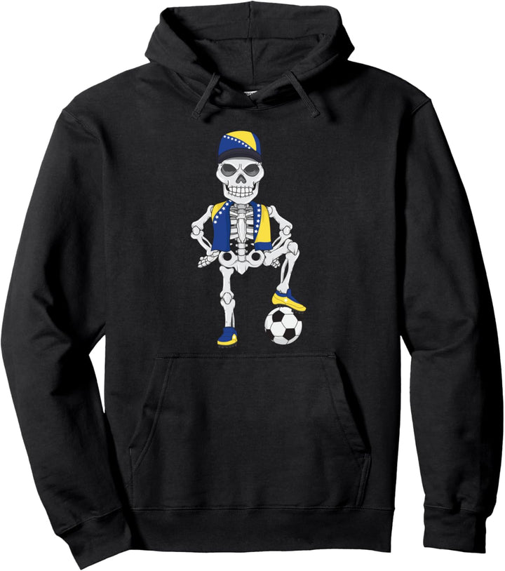 Bosnien Herzegowina Fussball Skelett Fan Mannschaft Pullover Hoodie