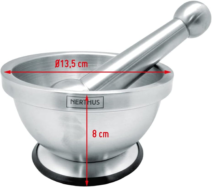 Vin Bouquet FIH 020 - Mörser mit Stössel, Ø 14 cm, mit rutschfester Basis, edelstahlfarben