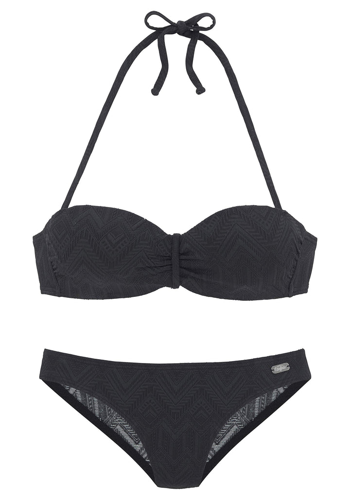 Buffalo Damen Bügel-Bandeau-Bikini in 3 aktuellen Unifarben, Top mit wattierten Cups, guter Halt, Aa