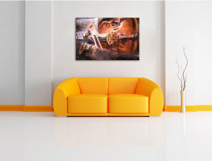 Pixxprint Alte Violine Pinsel Effekt, Format: 100x70 auf Leinwand, 100x70