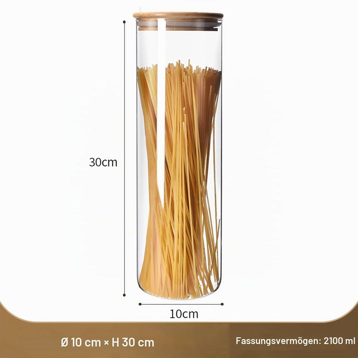 Keyoung 2 Stücke Müsli Aufbewahrung glas, Vorratsgläser mit Deckel 2100ml für Hafer, Müsli, Nudeln,