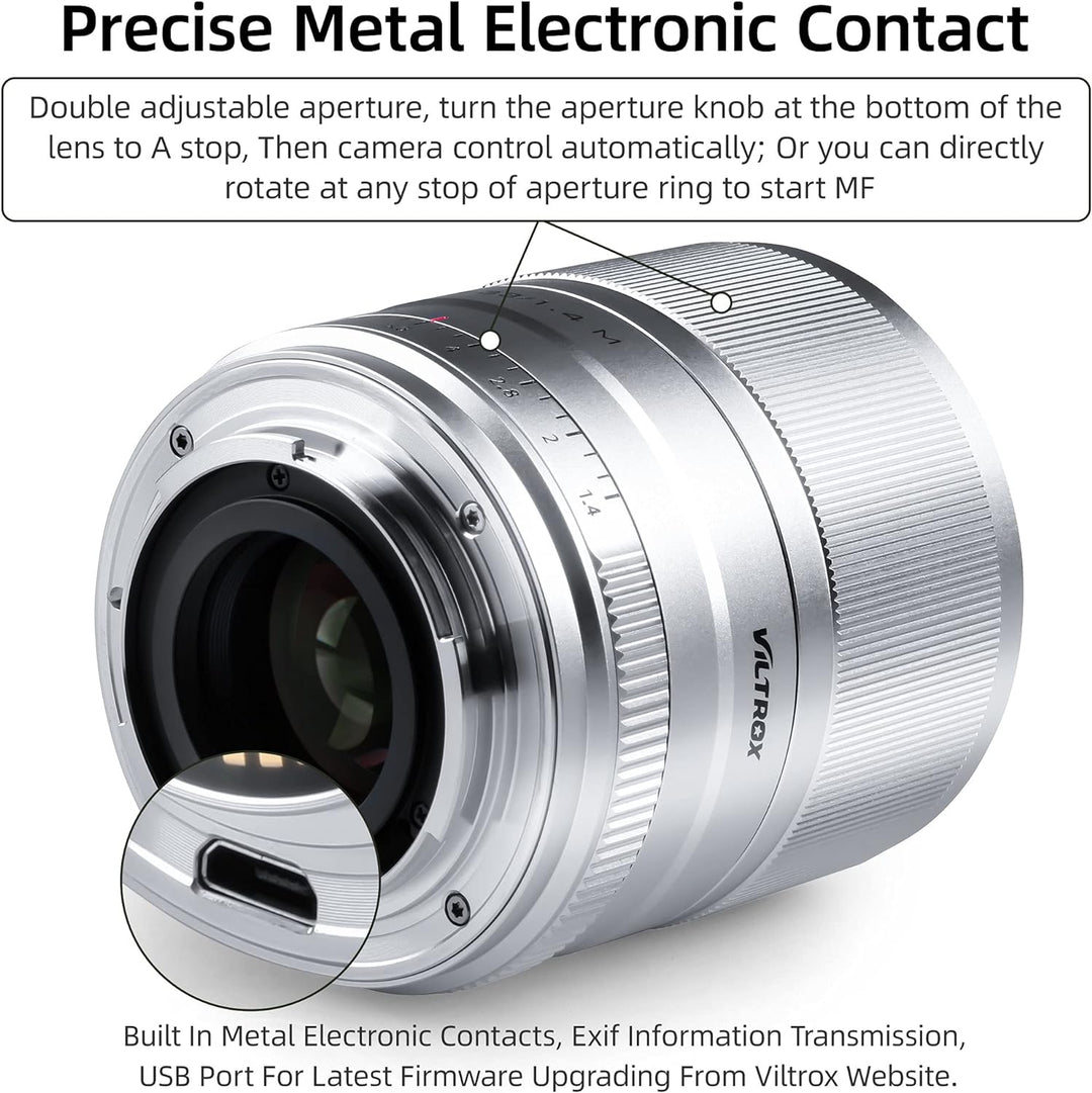 VILTROX 33mm F1.4 M Silber Autofokus Festbrennweite Prime Objektiv für Canon EF-M Mount Spiegellose