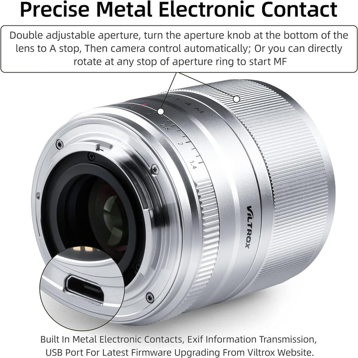 VILTROX 33mm F1.4 M Silber Autofokus Festbrennweite Prime Objektiv für Canon EF-M Mount Spiegellose