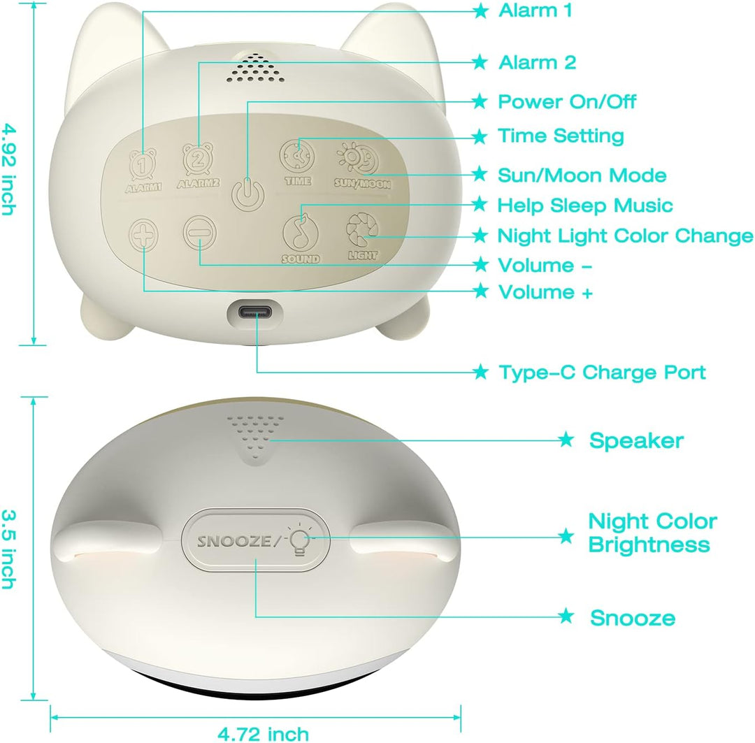 Lemnoi Kinderwecker Lichtwecker für Jungen und Mädchen, Batteriebetrieben Kinder Schlaftrainer mit N