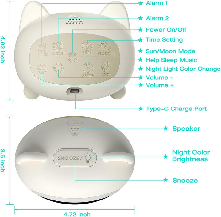 Lemnoi Kinderwecker Lichtwecker für Jungen und Mädchen, Batteriebetrieben Kinder Schlaftrainer mit N