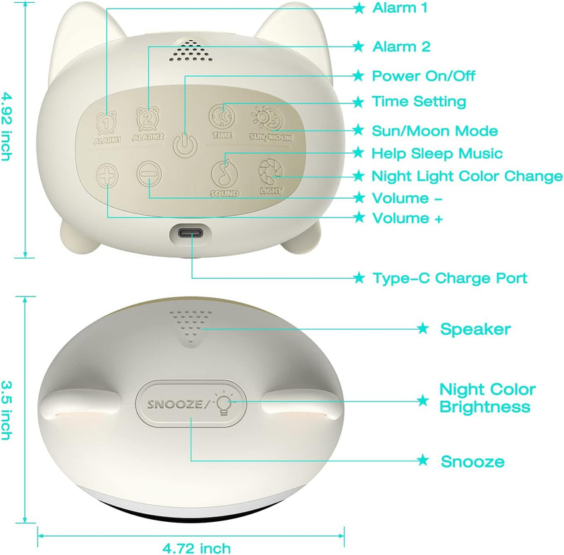 Lemnoi Kinderwecker Lichtwecker für Jungen und Mädchen, Batteriebetrieben Kinder Schlaftrainer mit N