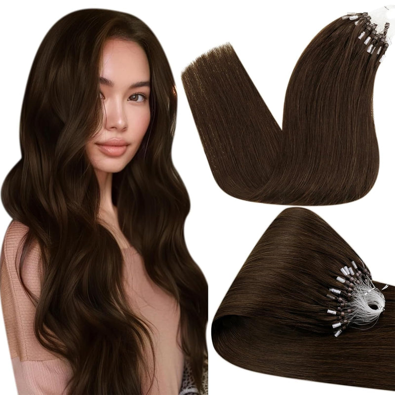 Hetto Extensions Echthaar Microring Braun Echthaar Micro Loop Extensions Remy Haarverlängerung Micro