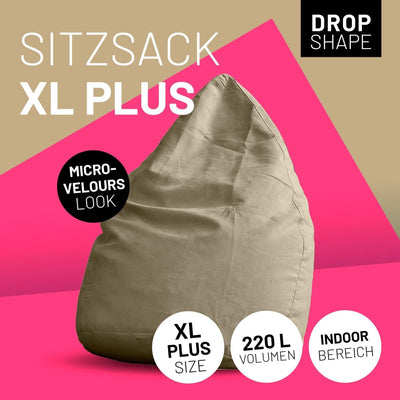 Lumaland Sitzsack Luxury XL Plus 85x65cm | Microvelours Beanbag mit extra weichem & robustem Stoff |