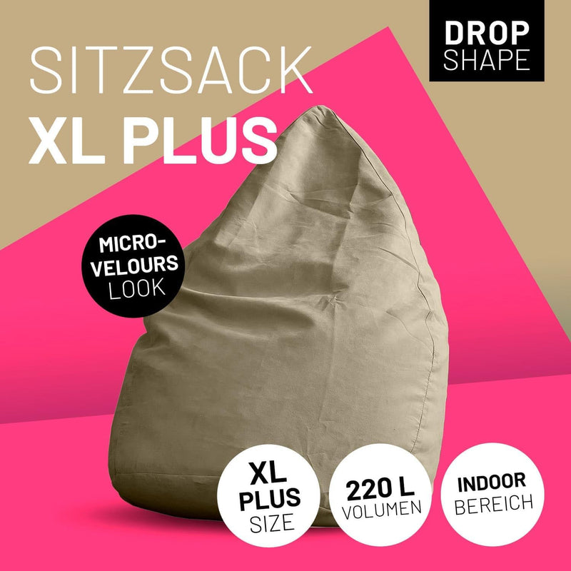 Lumaland Sitzsack Luxury XL Plus 85x65cm | Microvelours Beanbag mit extra weichem & robustem Stoff |