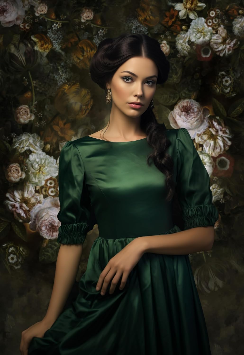 Kate Studio Hintergrund Schwarz 1,5x2,2m/5x7ft Luxus Vintage Ölgemälde zusammen klappbarer Hintergru