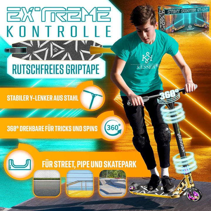 KESSER® Stunt Scooter GT-Limit 360° Lenkung Funscooter Stuntscooter mit Ständer ABEC 9 Kugellagern,