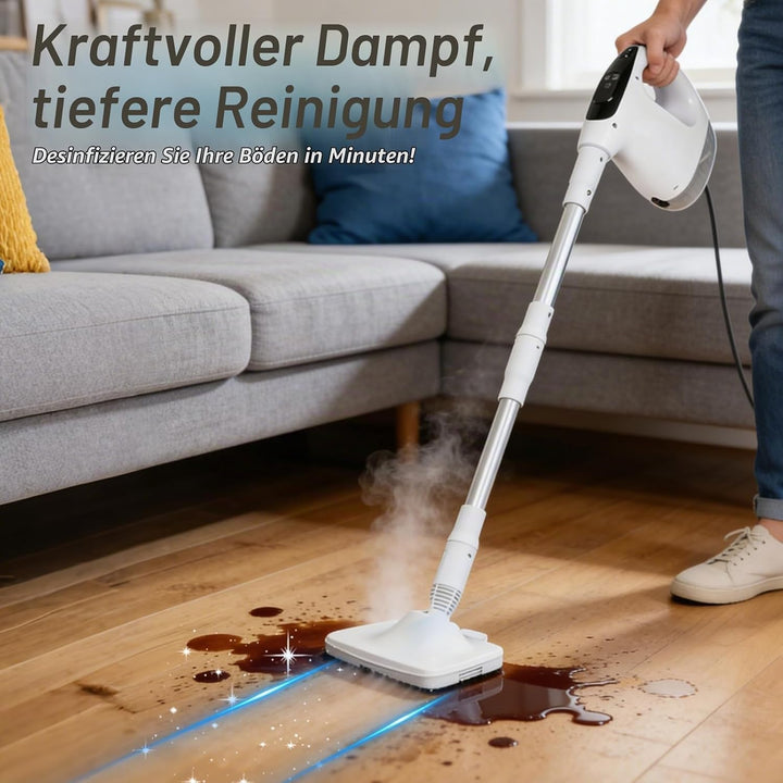Multifunktionaler Dampfreiniger 1200W, 2-in-1 Dampfreiniger 15S Schnelle Aufheizung Dampfwischer 500
