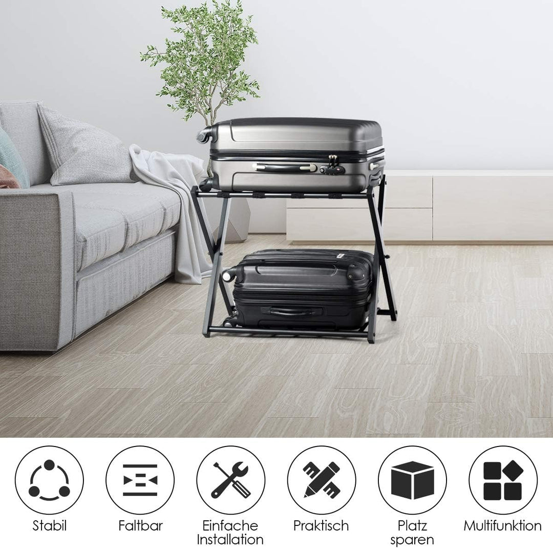 GOPLUS Kofferständer klappbar, Gepäckablage aus Metall bis 60kg belastbar, Kofferablage mit darunter