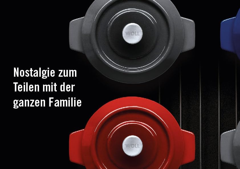 Woll 828CI-010 Iron Gusskasserolle mit Deckel 3,7 Liter + Silikongriffen Rot, Rot