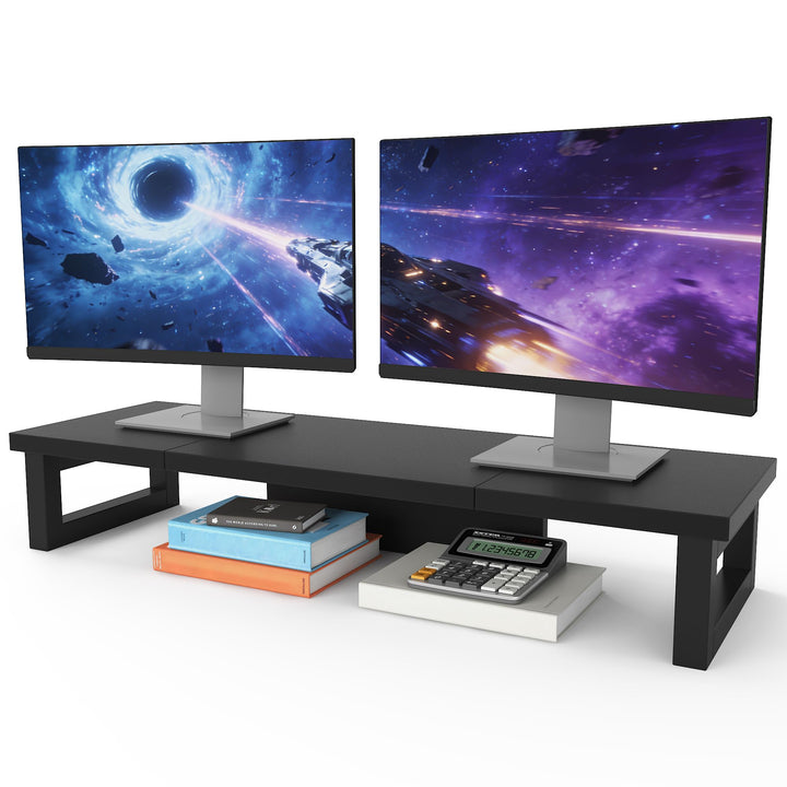 Bildschirmerhöhung 2 Monitore, 91x26cm Monitor Erhöhung Schreibtisch Monitorständer Schwarz Computer