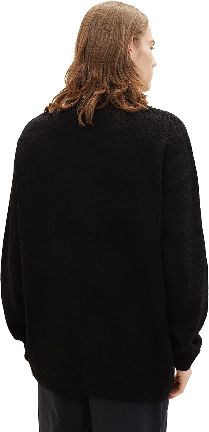 TOM TAILOR Denim Herren Relaxed Fit Bouclé Strickpullover XL 29999 - Black, XL 29999 - Black