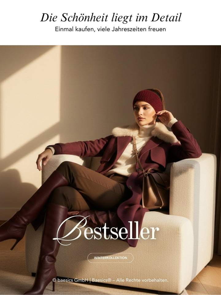 Baesics Stirnband Bordeaux für Damen & Herren – warme & elastische Unisex Ohrenwärmer mit Fleecefutt