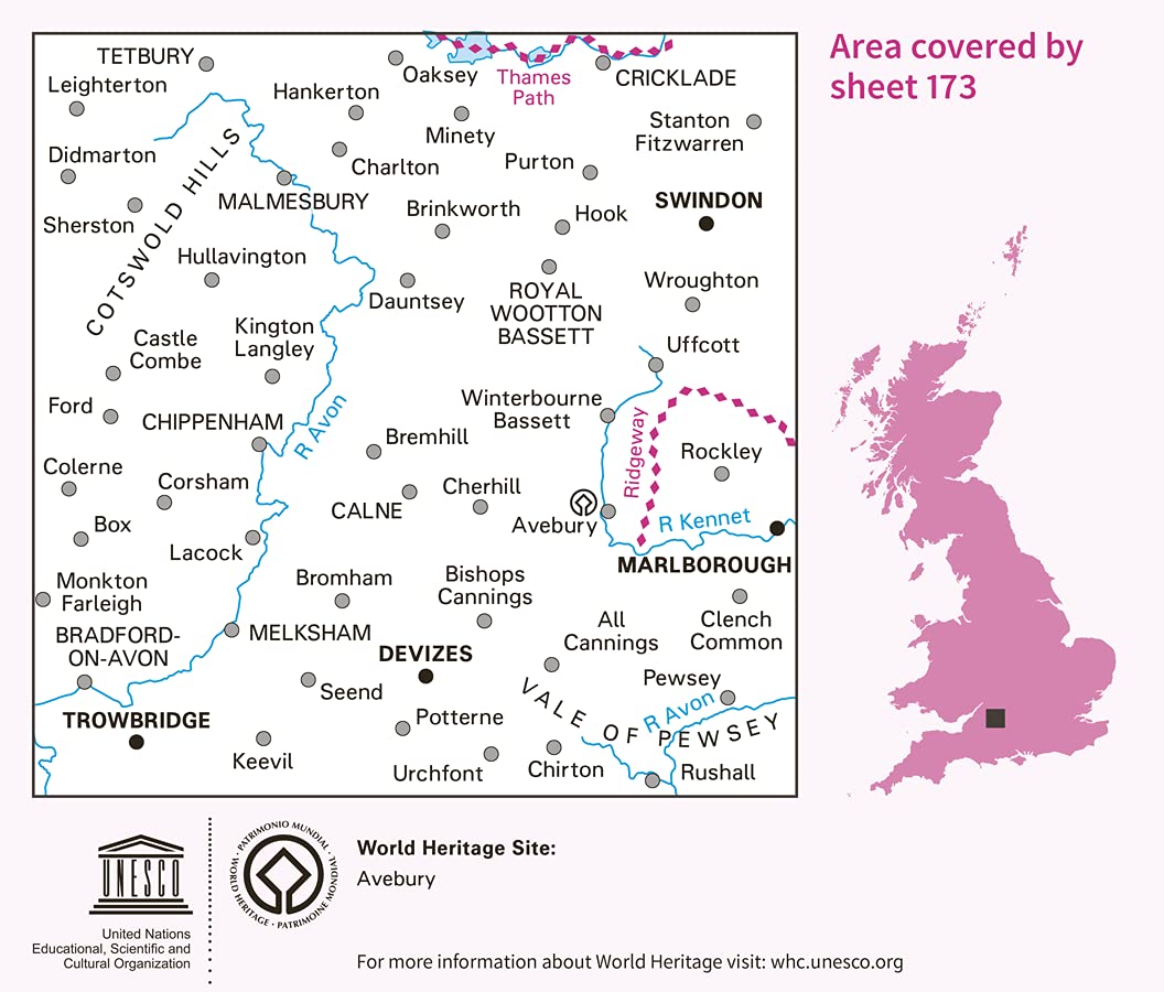 Swindon, Devizes, Marlborough & Trowbridge (OS Landranger Map, Band 173), Karte