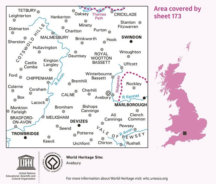 Swindon, Devizes, Marlborough & Trowbridge (OS Landranger Map, Band 173), Karte