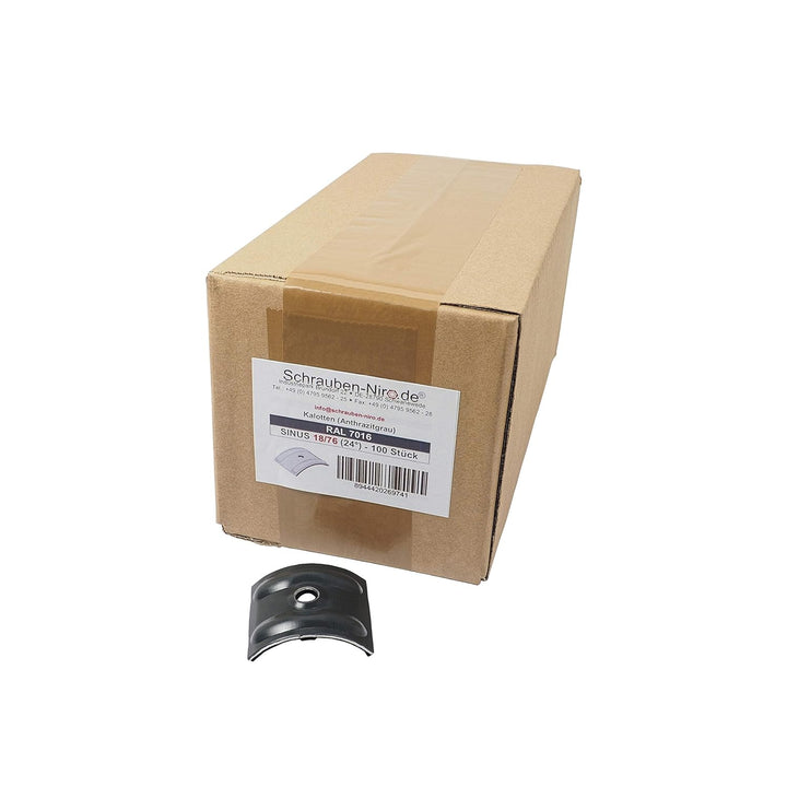 500 Kalotten Anthrazitgrau RAL 7016 Aluminium 24° für Sinus Profil 76/18 Wellplatten Lichtplatten