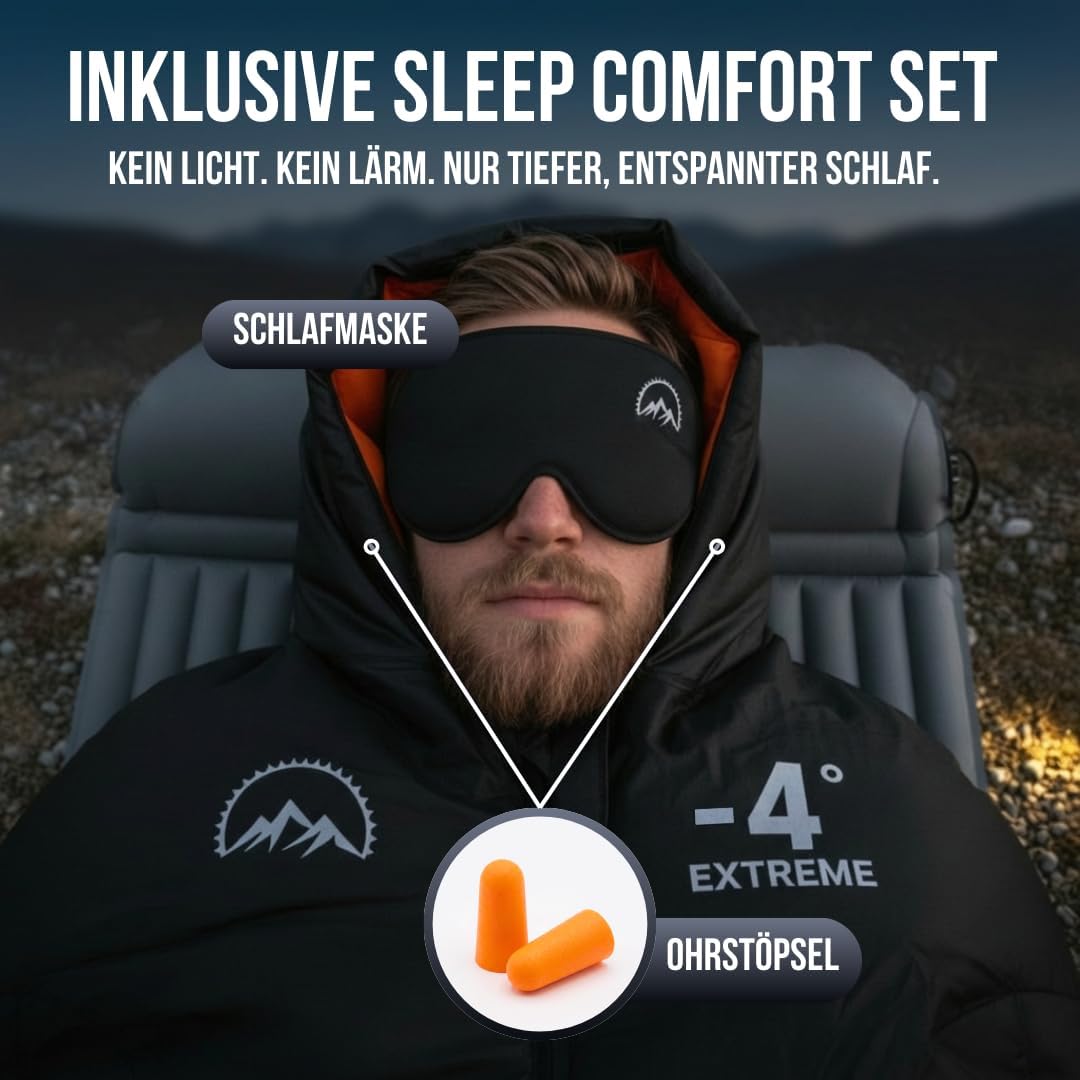 GOALPINE® Madeira Schlafsack für grosse Personen | 4 Jahreszeiten | mit Armöffnung | 400 GSM 0-10 Gr