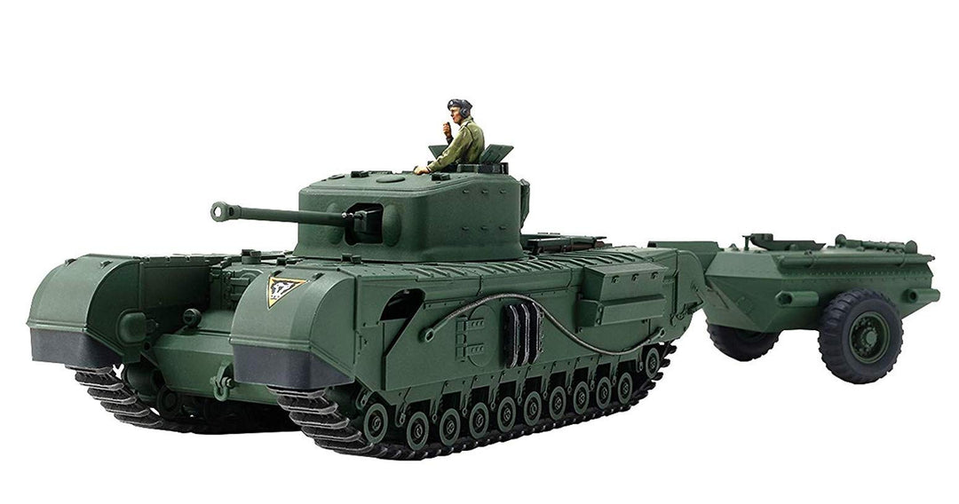 Tamiya 32594 - 1:48 Britischer Panzer Churchill Mk.VII Crocodile, Modellbau, Plastik Bausatz, Bastel