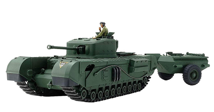 Tamiya 32594 - 1:48 Britischer Panzer Churchill Mk.VII Crocodile, Modellbau, Plastik Bausatz, Bastel