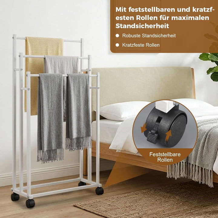 Handtuchhalter Stehend, Handtuchständer mit 3 Stangen, Badetuchhalter aus Metall, Freistehender Hand
