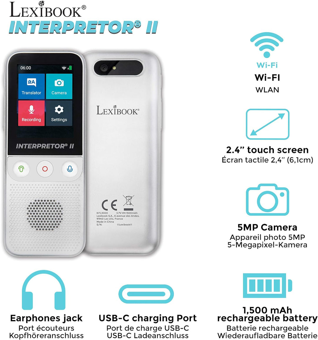 Lexibook NTL3000 Interpretor 3-Instant Voice 137 Sprachen, Fotoübersetzung und Memos, Pro Portable &amp;