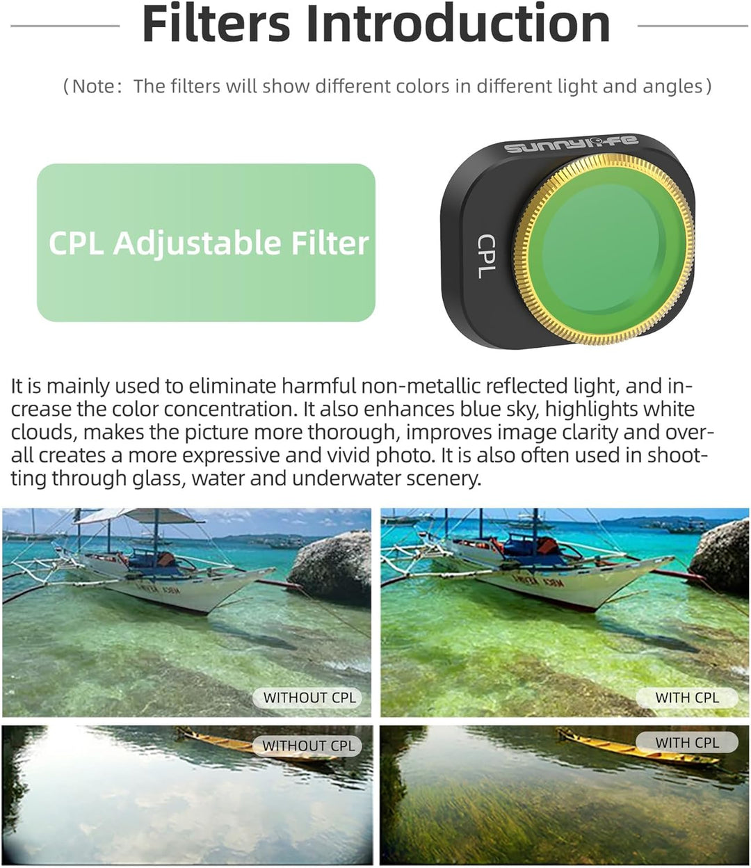 Objektivfilter für DJI Mini 4 Pro Polarisationsfilter verstellbar CPL, CPL