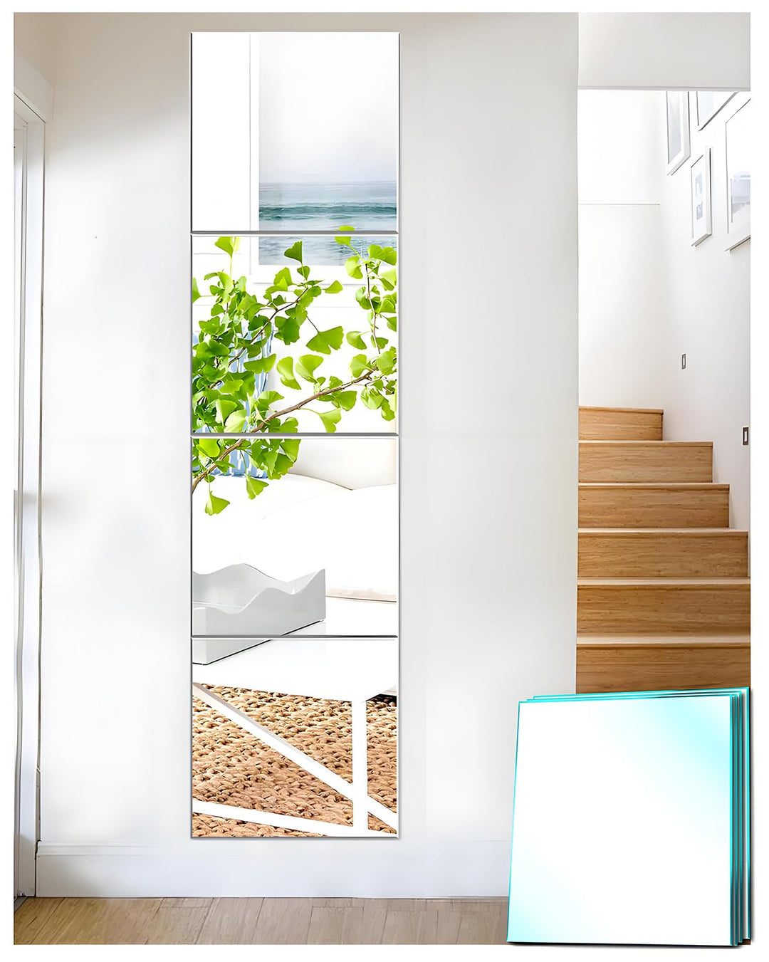 JMITHA Selbstklebende Fliesenspiegel Wandspiegel Spiegelfliesen Selbstklebend HD Glas Spiegel Wandau