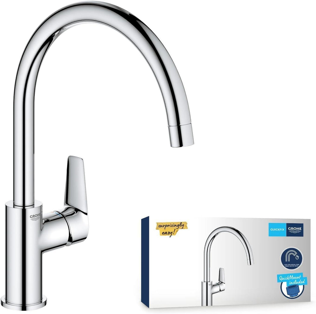 GROHE Start Edge - Einhand-Spültischarmatur (1/2", Schwenkbereich 360°, hoher Auslauf), chrom, 30529