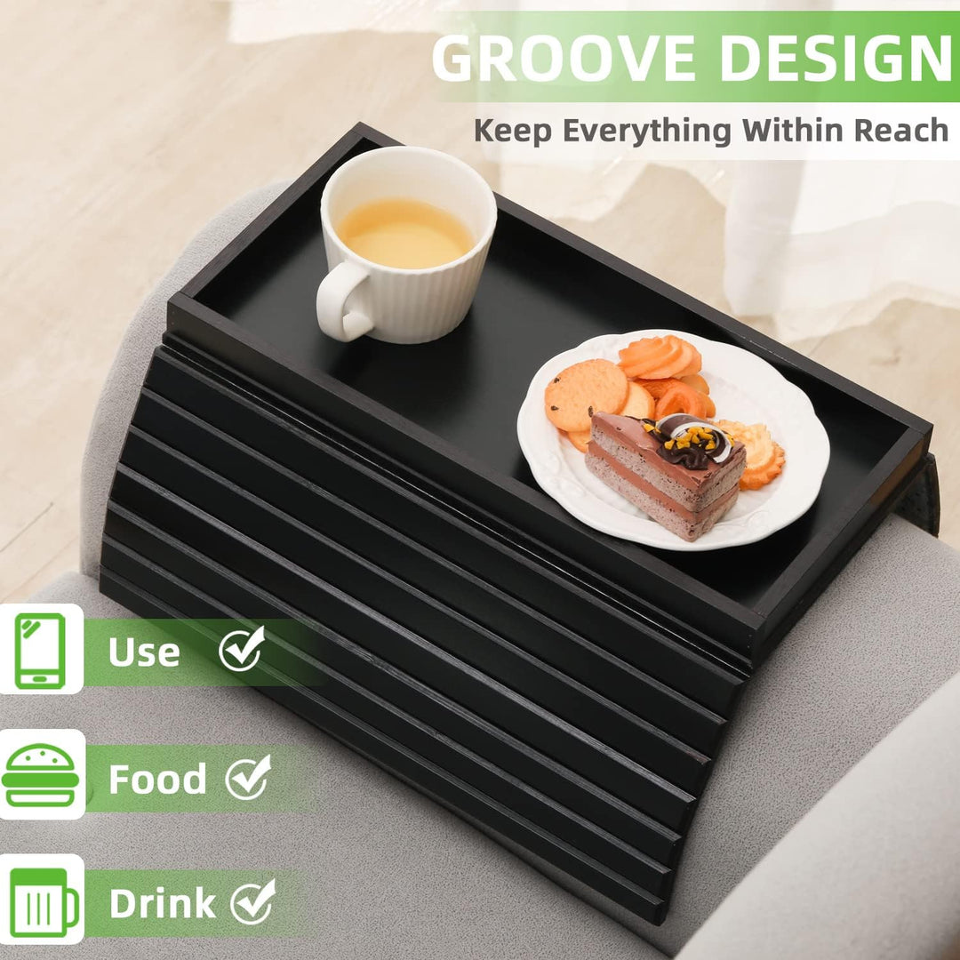 GEHE Natural Bamboo Sofa Arm Tray, Sofa Tray Table for Couch, Sofa Armrest Tray Table Anti-Slip Sofa