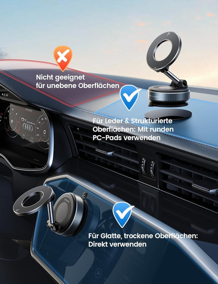 Telvesse 2026 Vakuum-Magnet Handyhalterung mit starker Saugkraft, klappbar &amp; 360° verstellbar – Magn